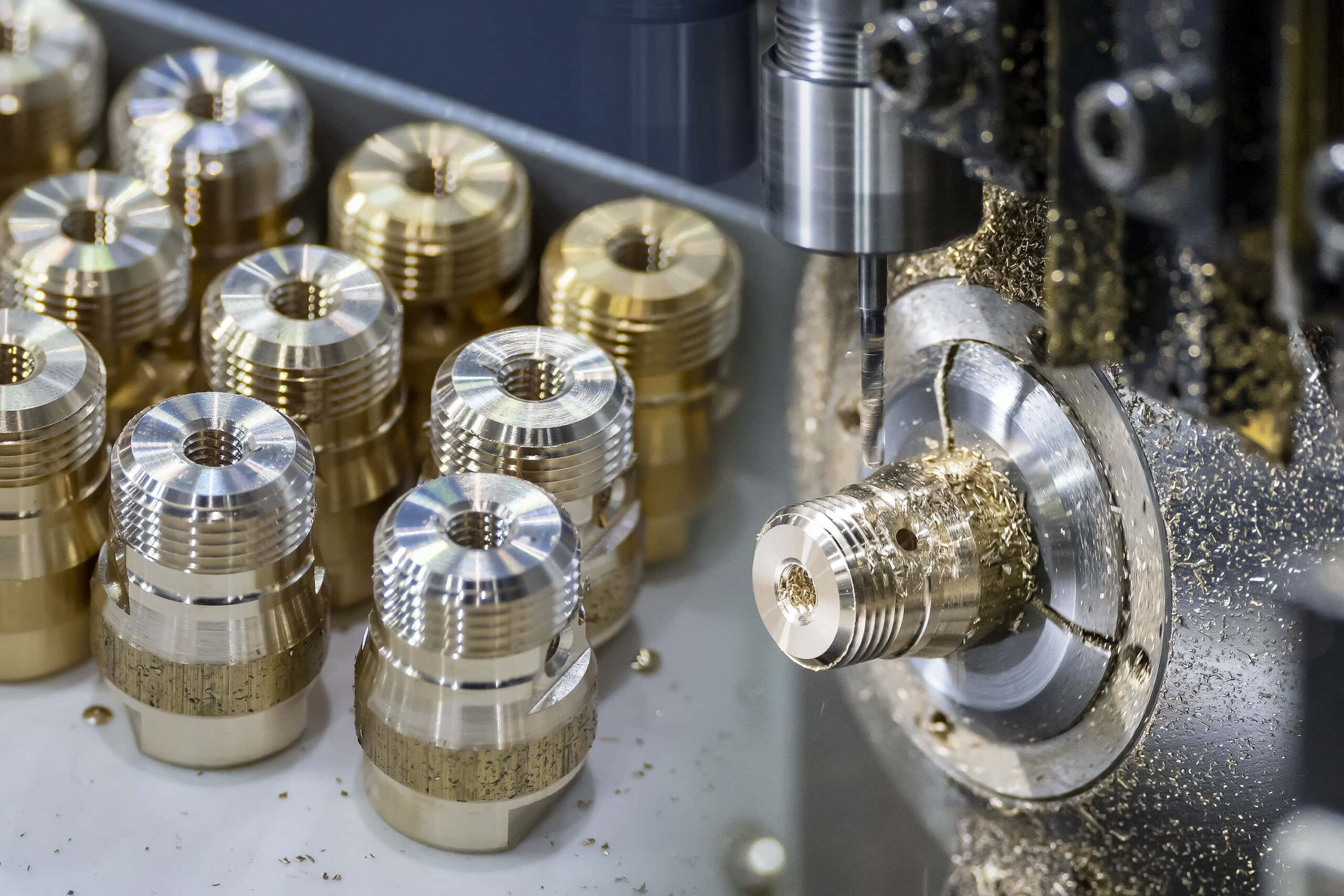 CNC swiss type machining at work
